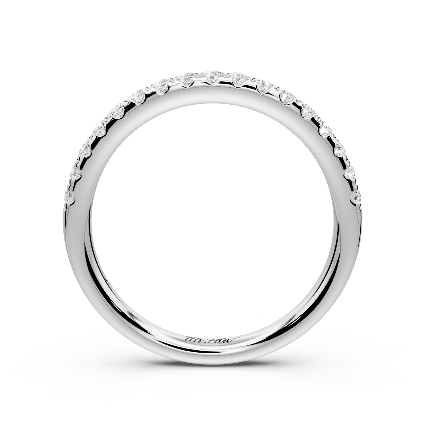 Eveline - 18k white gold Half - Eternity Shared Prong Pave Wedding Band - Mr. Alex Jewelry