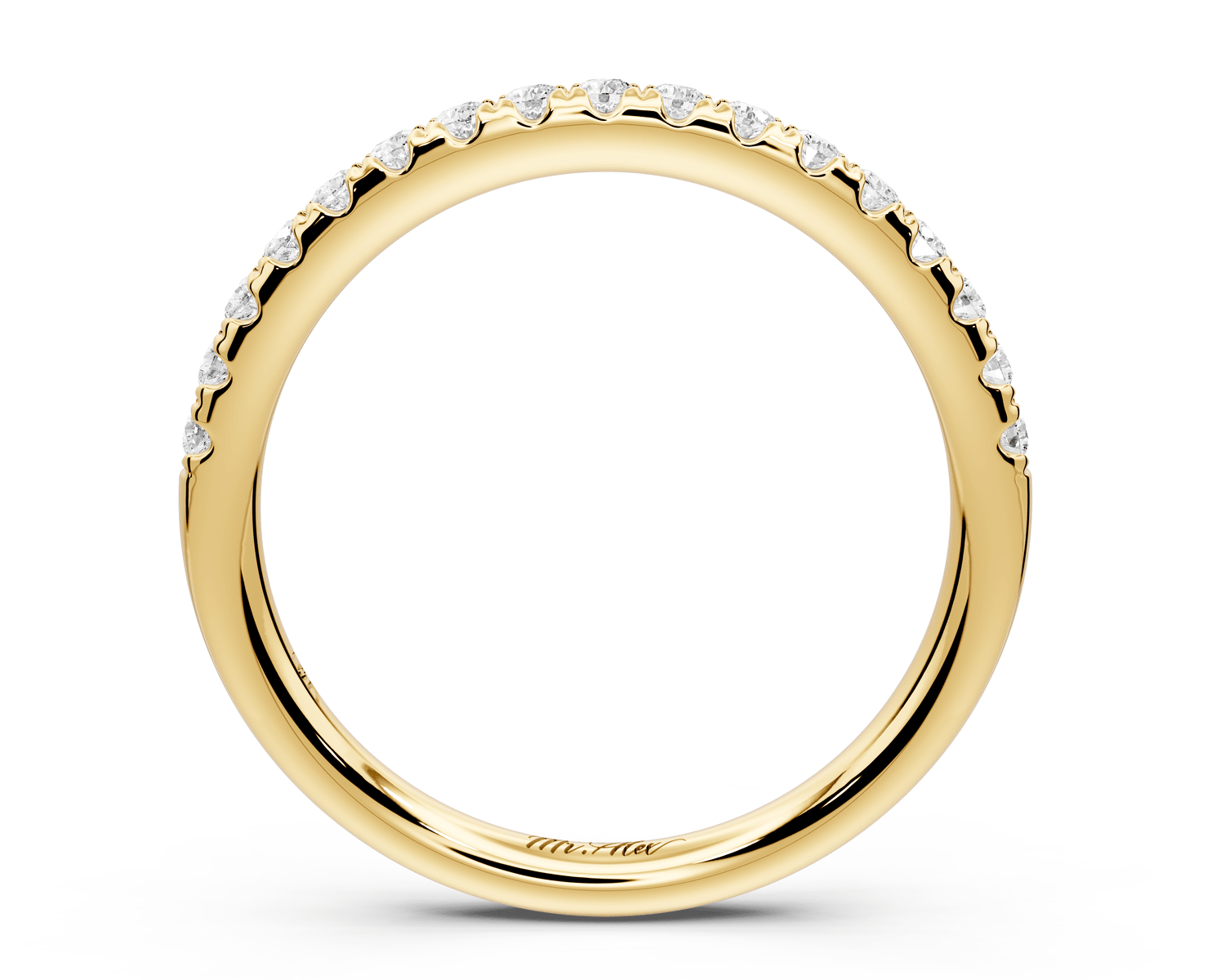 Eveline - 18k yellow gold Half - Eternity Shared Prong Pave Wedding Band - Mr. Alex Jewelry
