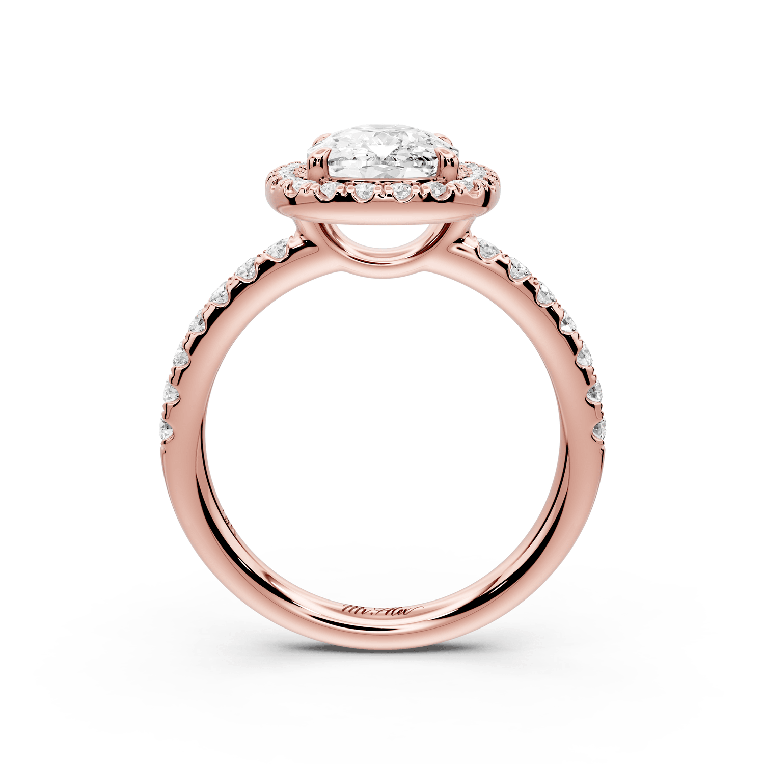 Eveline - 2ct 14k rose gold cushion Halo Half Band Pavé Engagement Ring - Mr. Alex Jewelry