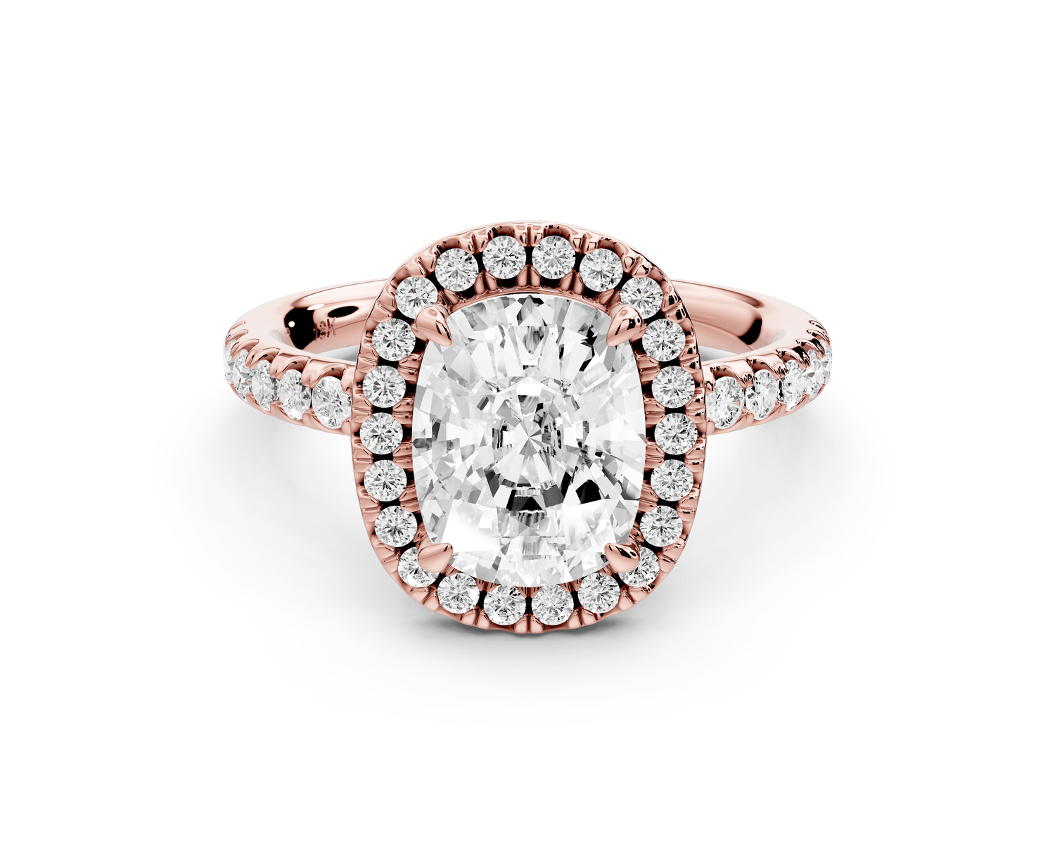 Eveline - 2ct 14k rose gold cushion Halo Half Band Pavé Engagement Ring - Mr. Alex Jewelry