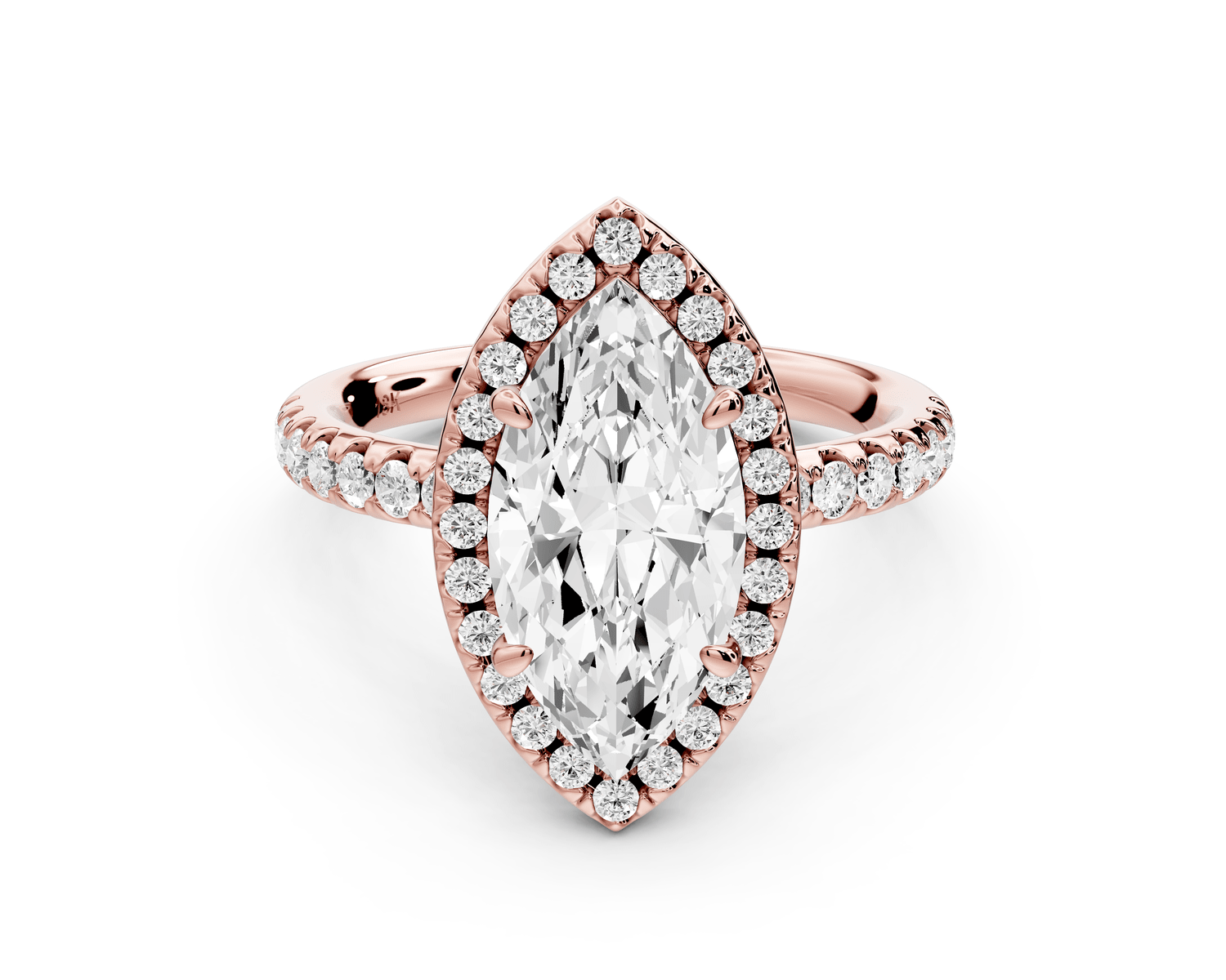 Eveline - 2ct 14k rose gold marquise Halo Half Band Pavé Engagement Ring - Mr. Alex Jewelry