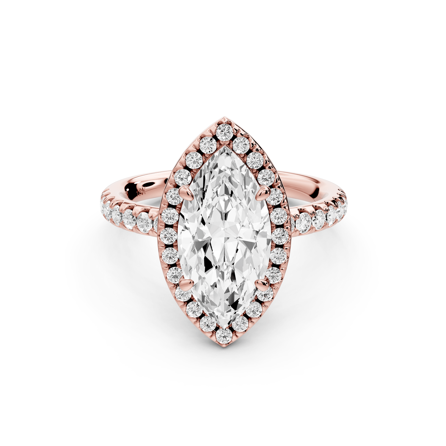 Eveline - 2ct 14k rose gold marquise Halo Half Band Pavé Engagement Ring - Mr. Alex Jewelry