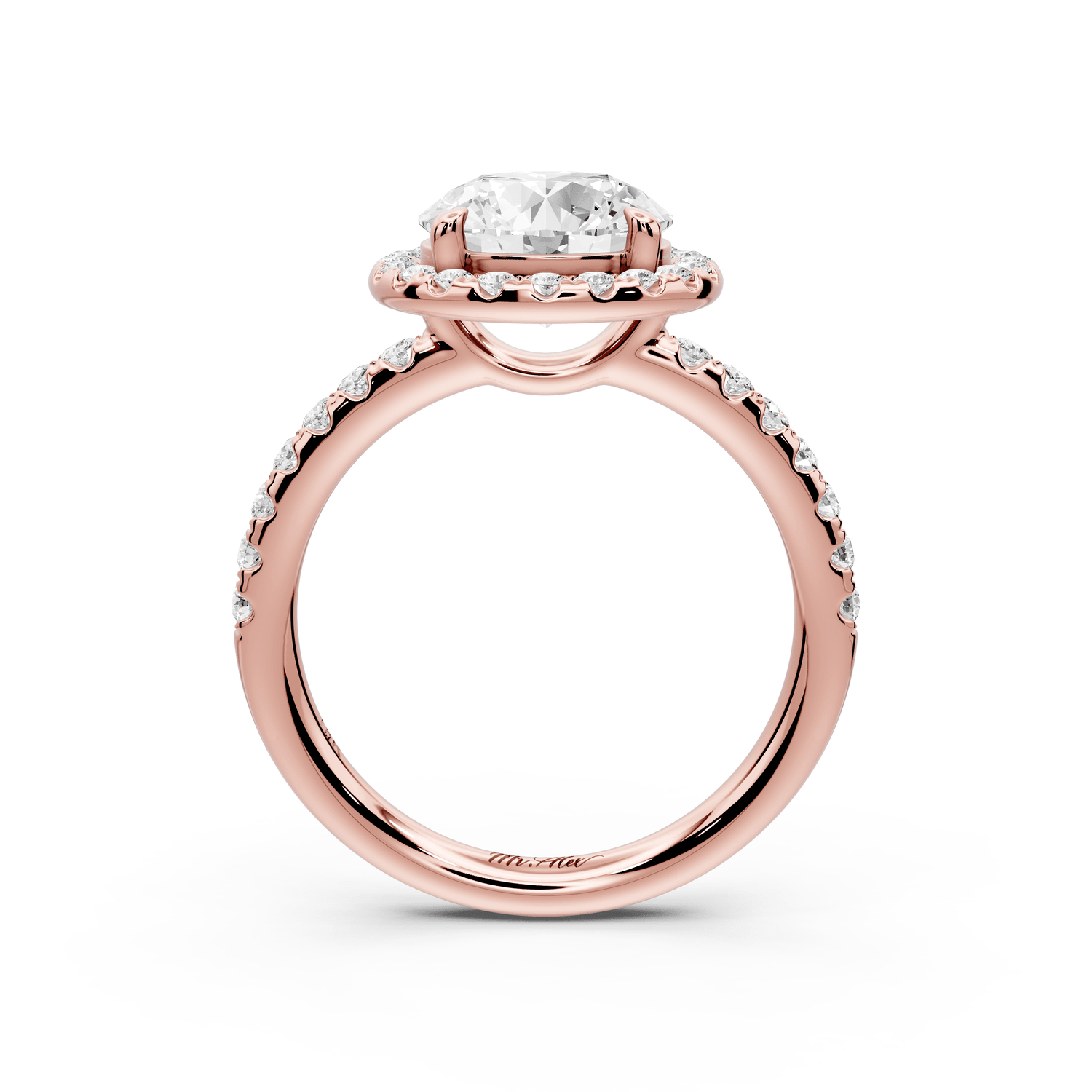 Eveline - 2ct 14k rose gold round Halo Half Band Pavé Engagement Ring - Mr. Alex Jewelry