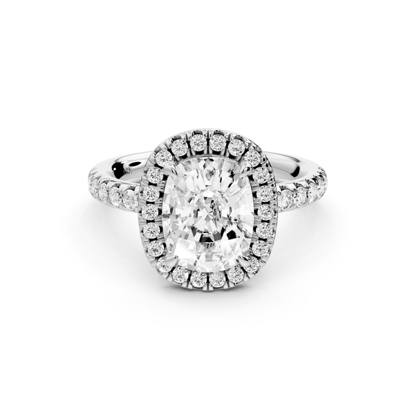 Eveline - 2ct 14k white gold cushion Halo Half Band Pavé Engagement Ring - Mr. Alex Jewelry