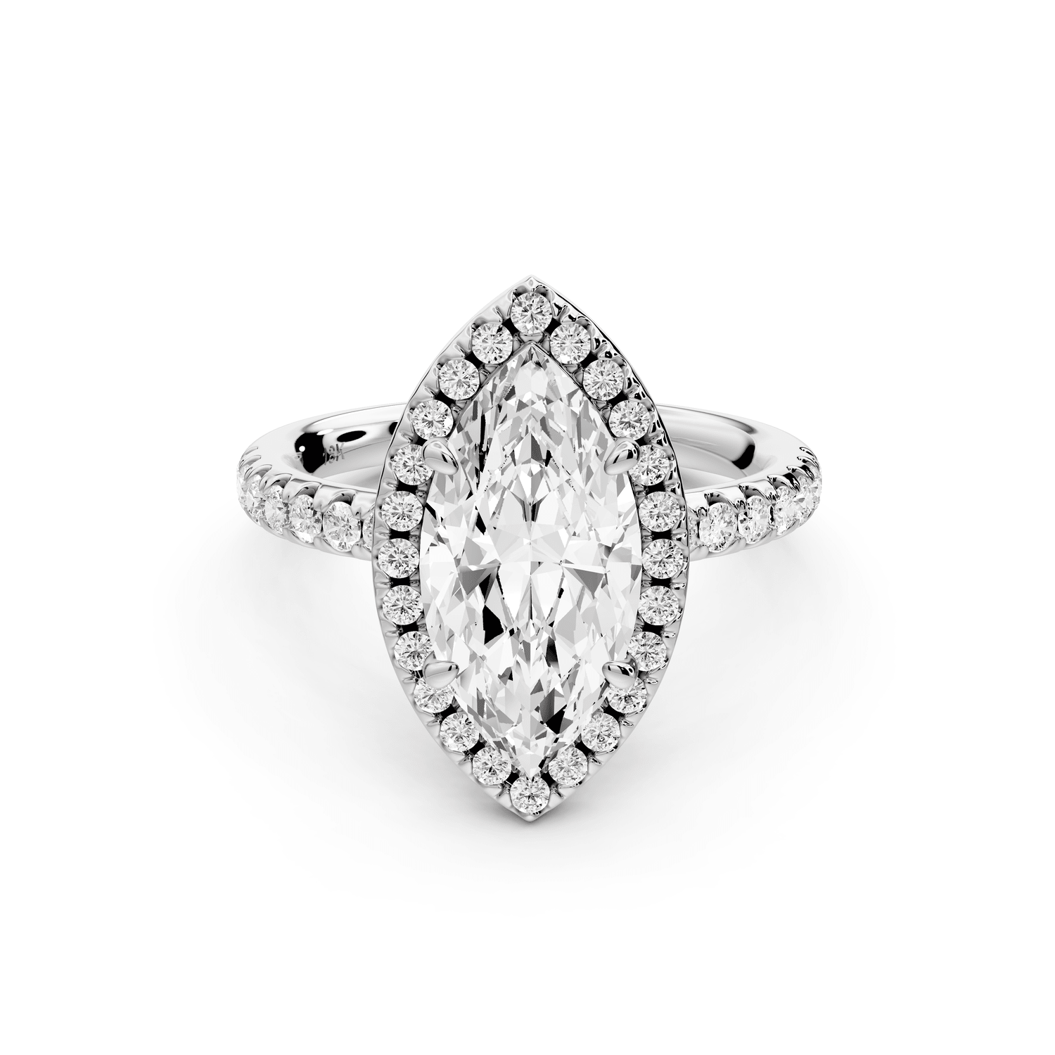 Eveline - 2ct 14k white gold marquise Halo Half Band Pavé Engagement Ring - Mr. Alex Jewelry