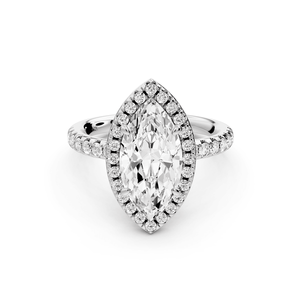 Eveline - 2ct 14k white gold marquise Halo Half Band Pavé Engagement Ring - Mr. Alex Jewelry