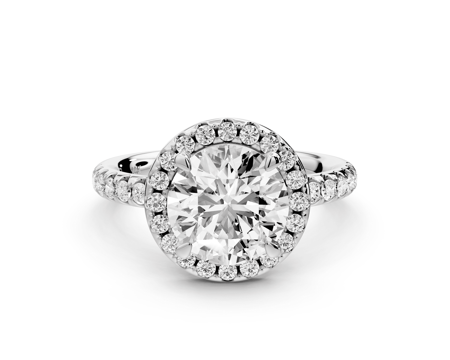 Eveline - 2ct 14k white gold round Halo Half Band Pavé Engagement Ring - Mr. Alex Jewelry