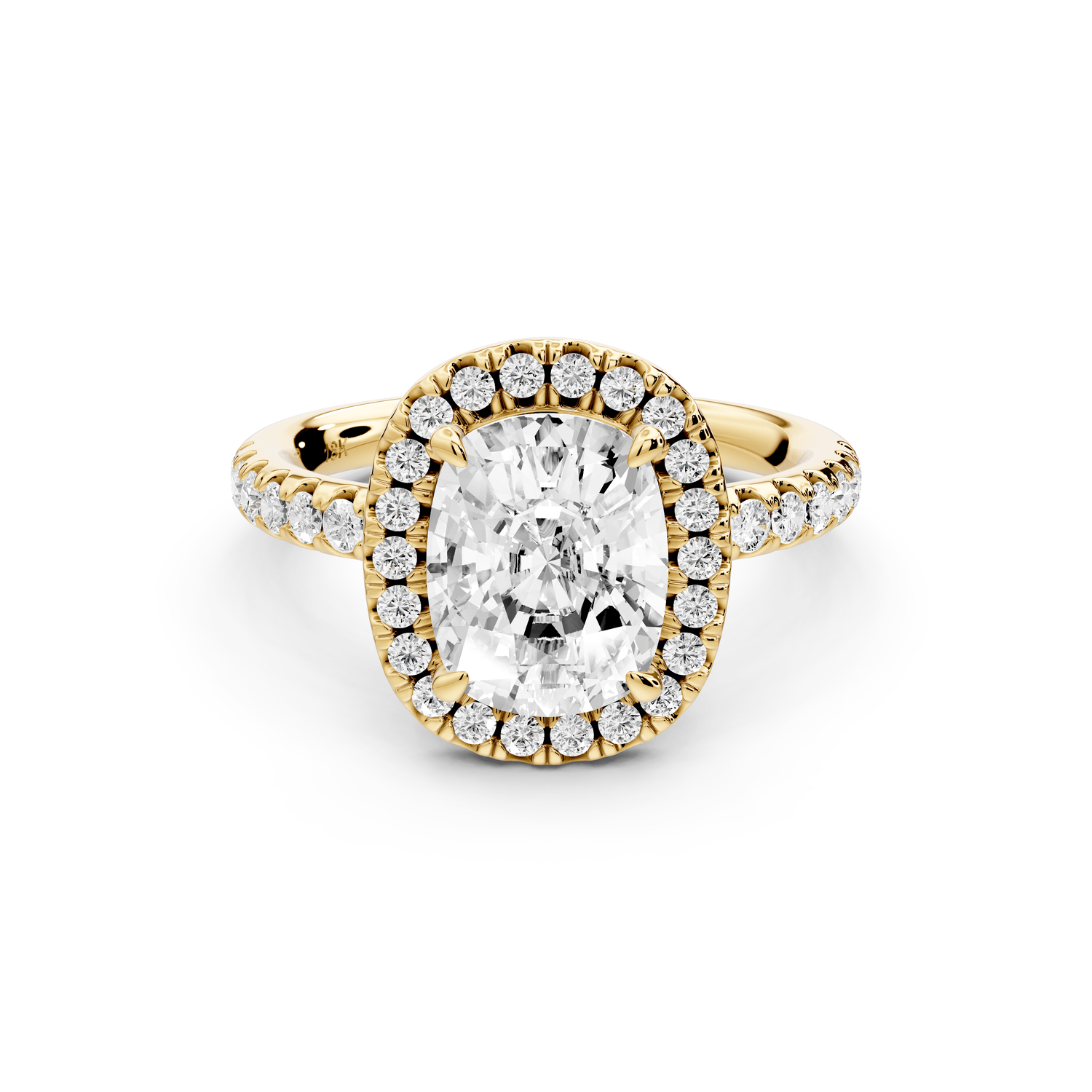 Eveline - 2ct 14k yellow gold cushion Halo Half Band Pavé Engagement Ring - Mr. Alex Jewelry