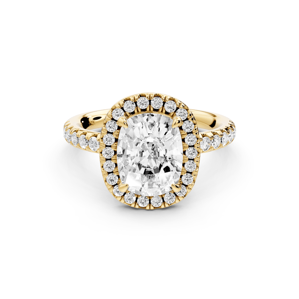 Eveline - 2ct 14k yellow gold cushion Halo Half Band Pavé Engagement Ring - Mr. Alex Jewelry