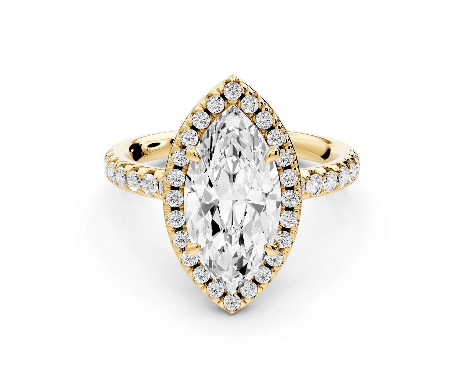 Eveline - 2ct 14k yellow gold marquise Halo Half Band Pavé Engagement Ring - Mr. Alex Jewelry