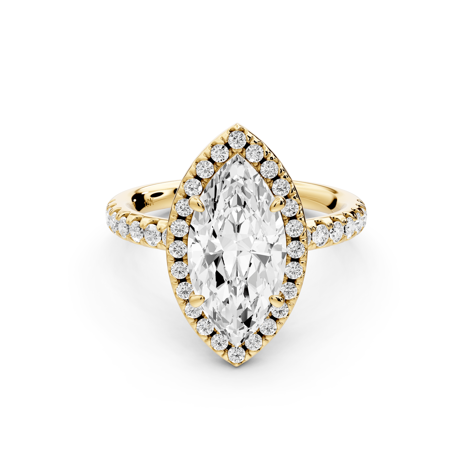 Eveline - 2ct 14k yellow gold marquise Halo Half Band Pavé Engagement Ring - Mr. Alex Jewelry