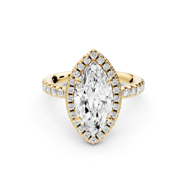 Eveline - 2ct 14k yellow gold marquise Halo Half Band Pavé Engagement Ring - Mr. Alex Jewelry