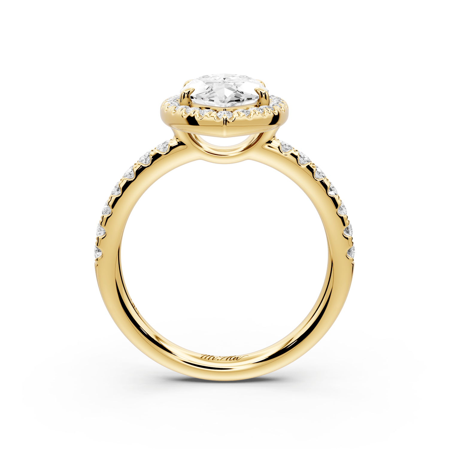 Eveline - 2ct 14k yellow gold marquise Halo Half Band Pavé Engagement Ring - Mr. Alex Jewelry
