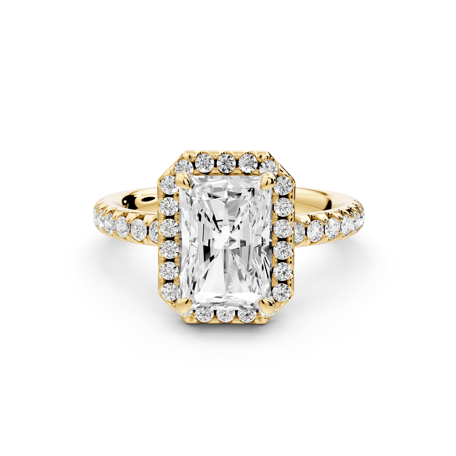 Eveline - 2ct 14k yellow gold radiant Halo Half Band Pavé Engagement Ring - Mr. Alex Jewelry