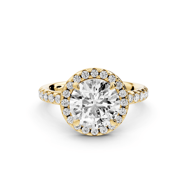 Eveline - 2ct 14k yellow gold round Halo Half Band Pavé Engagement Ring - Mr. Alex Jewelry