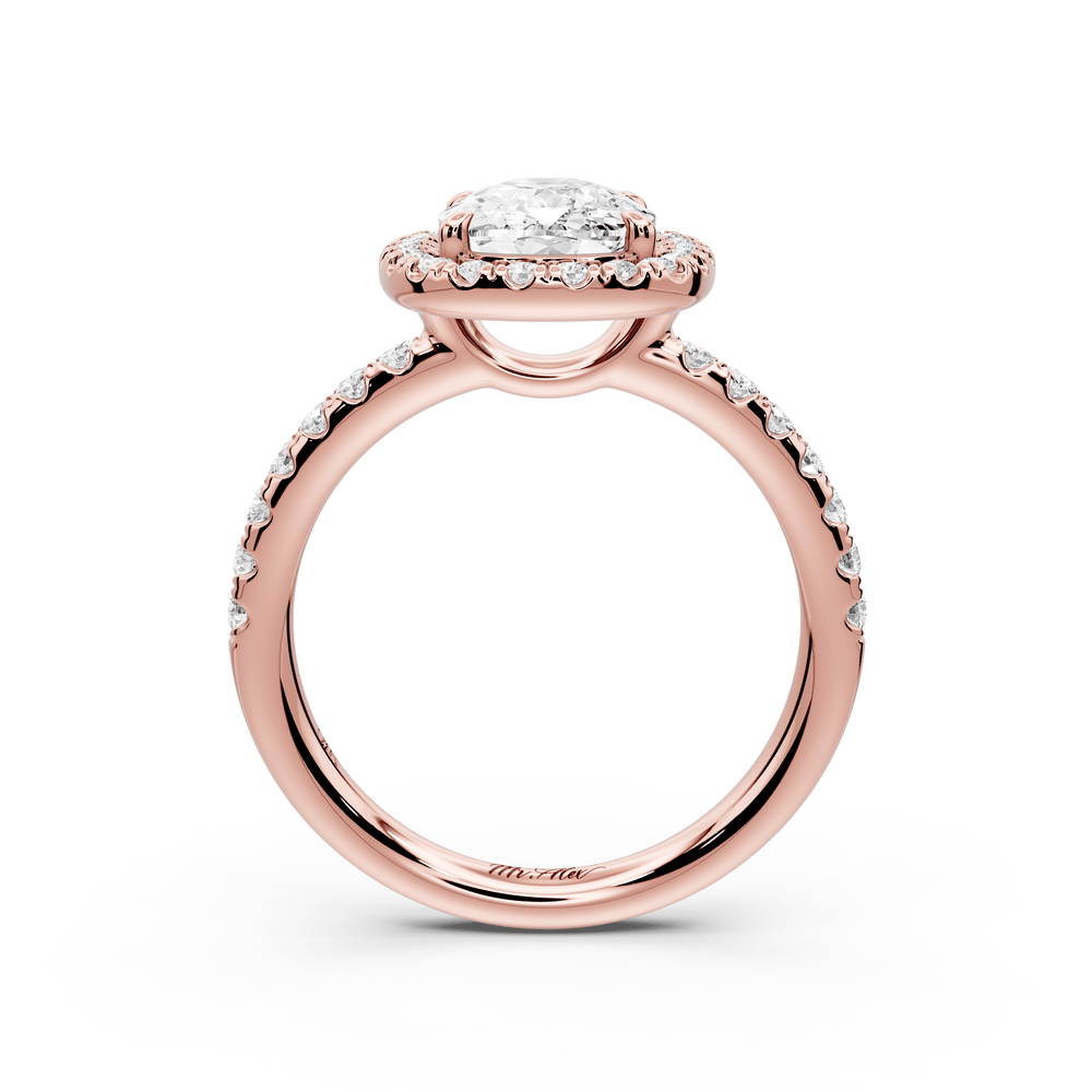 Eveline - 2ct 18k rose gold ecushion Halo Half Band Pavé Engagement Ring - Mr. Alex Jewelry