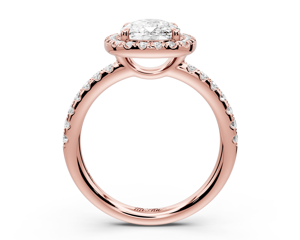 Eveline - 2ct 18k rose gold ecushion Halo Half Band Pavé Engagement Ring - Mr. Alex Jewelry