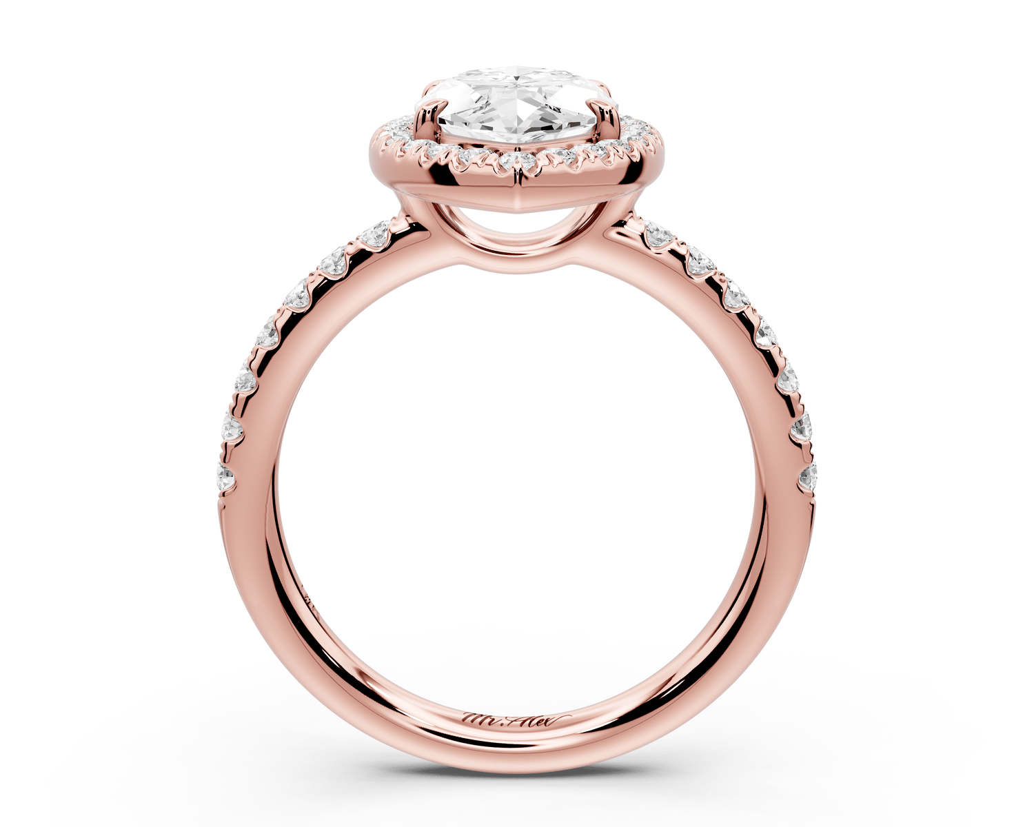 Eveline - 2ct 18k rose gold marquise Halo Half Band Pavé Engagement Ring - Mr. Alex Jewelry