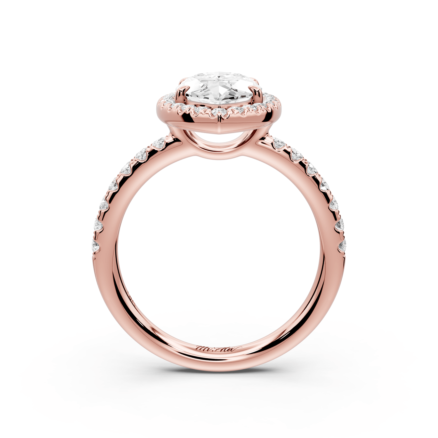Eveline - 2ct 18k rose gold marquise Halo Half Band Pavé Engagement Ring - Mr. Alex Jewelry