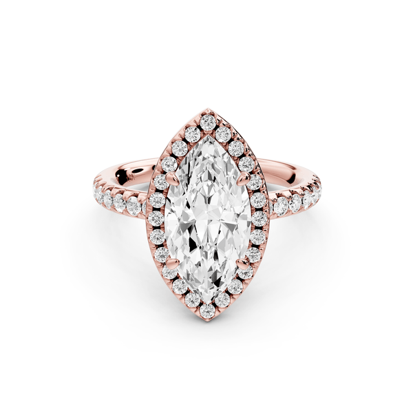 Eveline - 2ct 18k rose gold marquise Halo Half Band Pavé Engagement Ring - Mr. Alex Jewelry