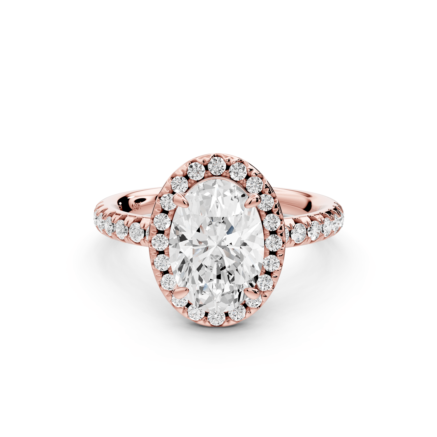 Eveline - 2ct 18k rose gold oval Halo Half Band Pavé Engagement Ring - Mr. Alex Jewelry