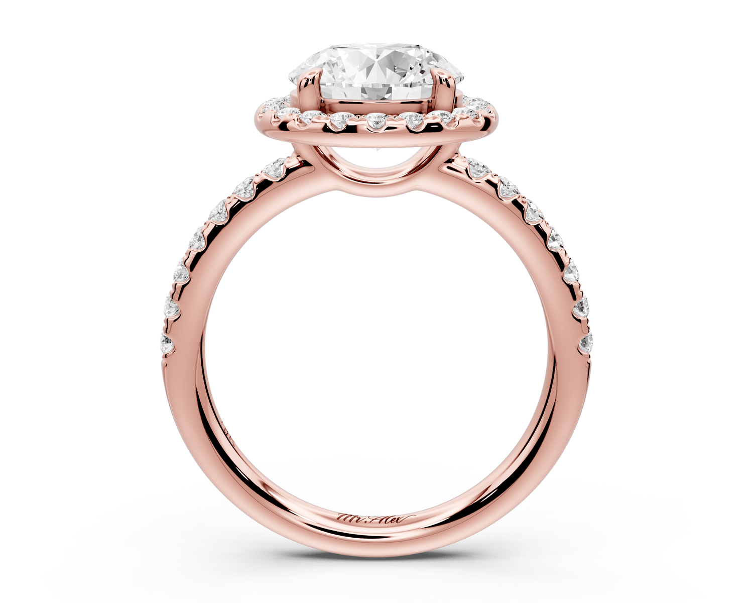 Eveline - 2ct 18k rose gold round Halo Half Band Pavé Engagement Ring - Mr. Alex Jewelry