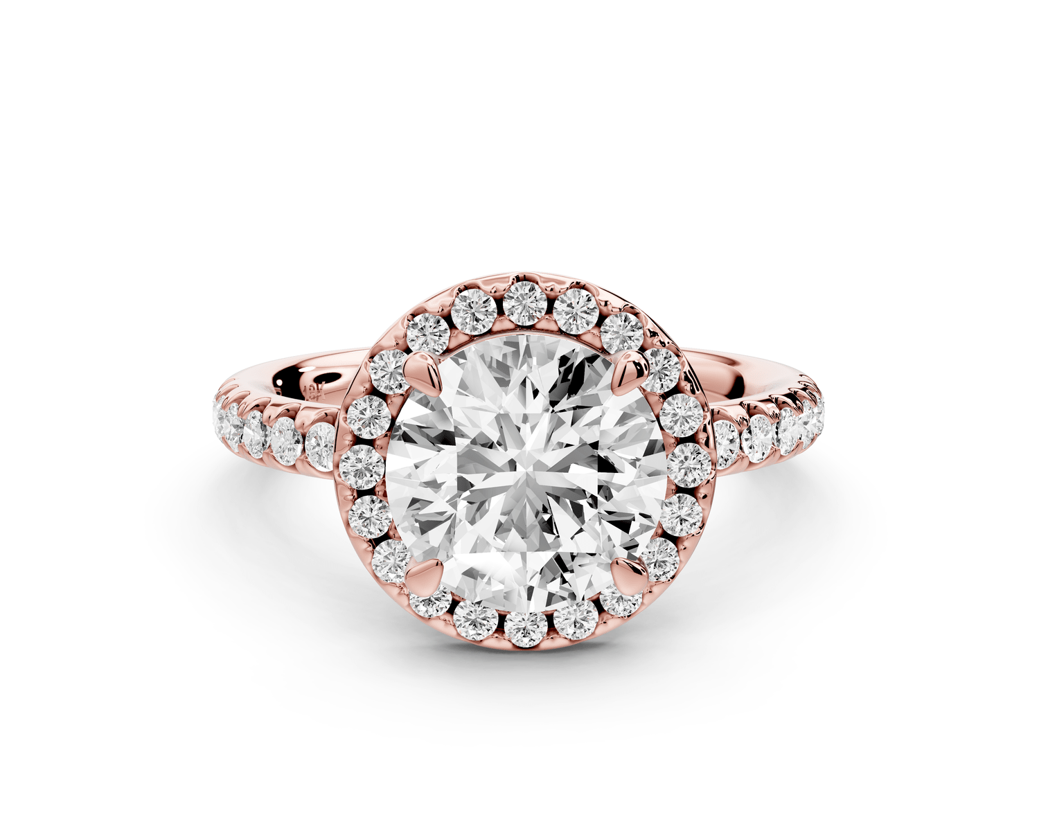 Eveline - 2ct 18k rose gold round Halo Half Band Pavé Engagement Ring - Mr. Alex Jewelry