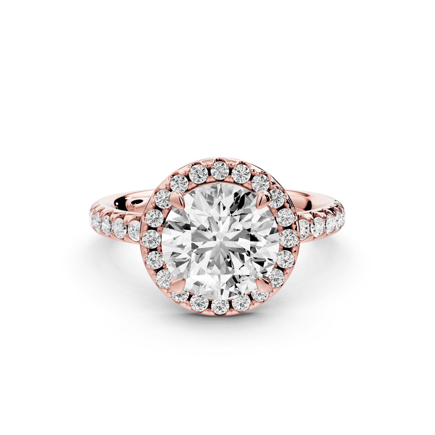 Eveline - 2ct 18k rose gold round Halo Half Band Pavé Engagement Ring - Mr. Alex Jewelry