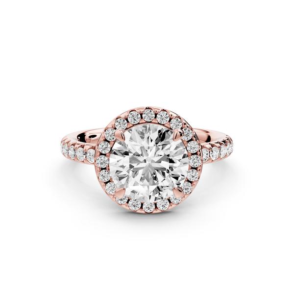 Eveline - 2ct 18k rose gold round Halo Half Band Pavé Engagement Ring - Mr. Alex Jewelry