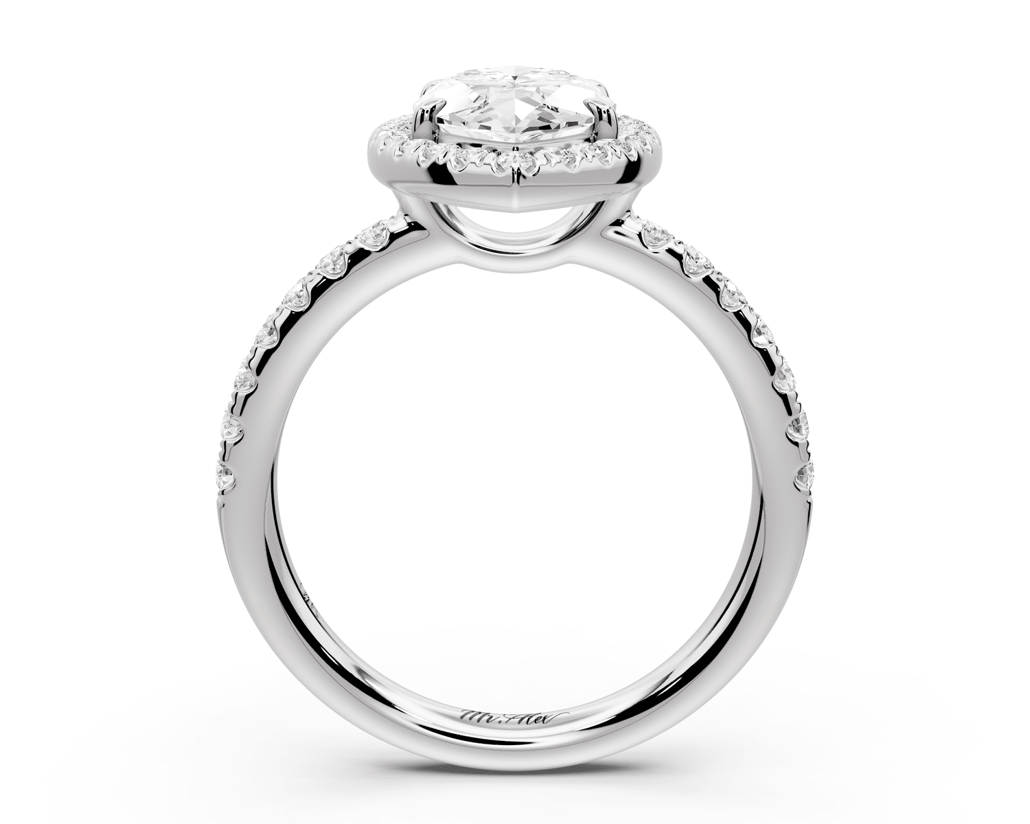 Eveline - 2ct 18k white gold marquise Halo Half Band Pavé Engagement Ring - Mr. Alex Jewelry
