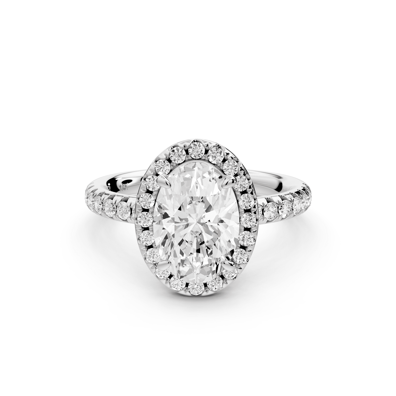 Eveline - 2ct 18k white gold oval Halo Half Band Pavé Engagement Ring - Mr. Alex Jewelry