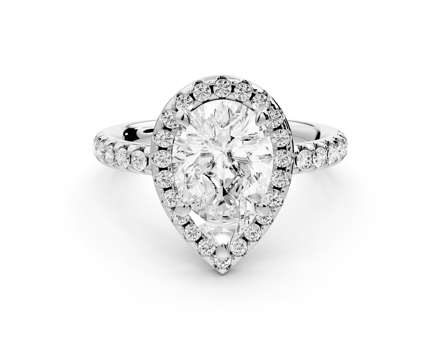 Eveline - 2ct 18k white gold pear Halo Half Band Pavé Engagement Ring - Mr. Alex Jewelry