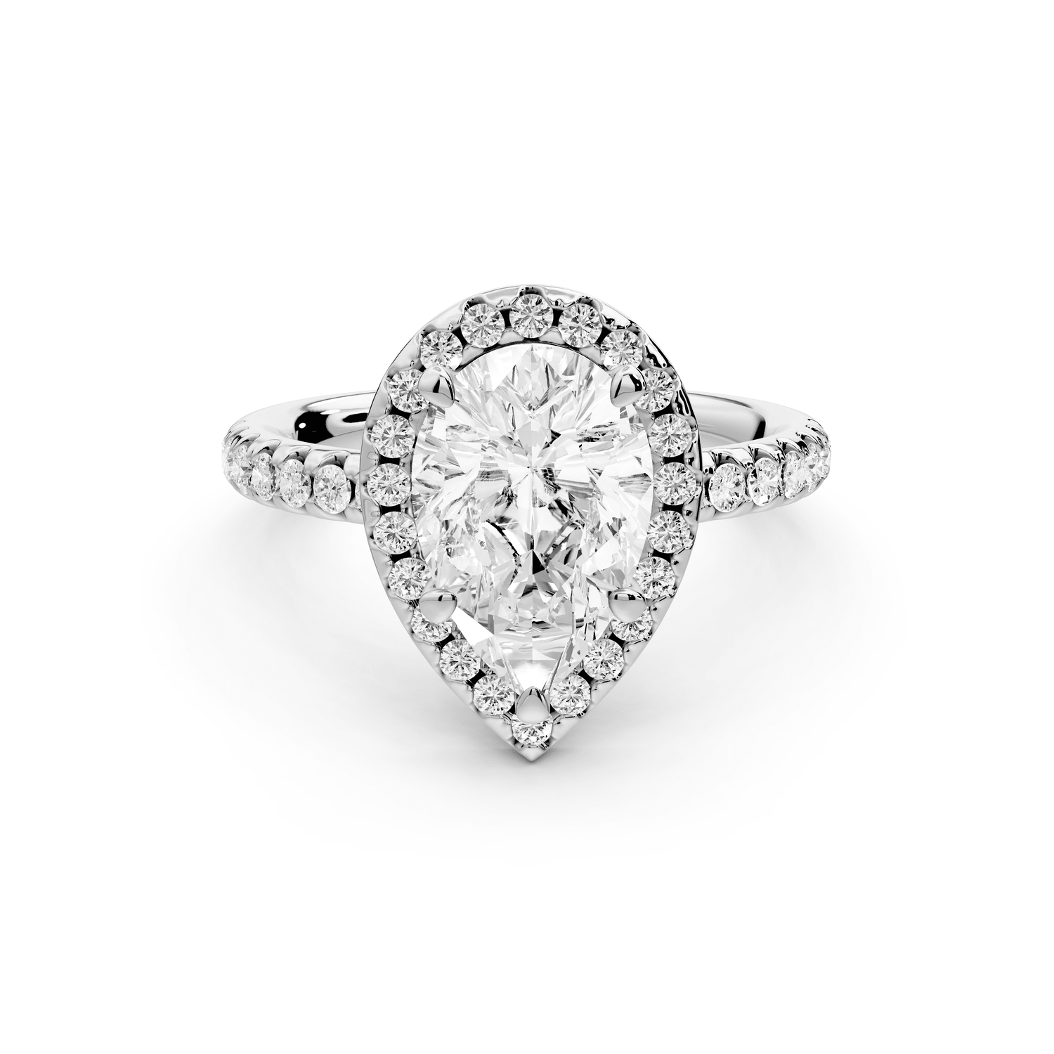 Eveline - 2ct 18k white gold pear Halo Half Band Pavé Engagement Ring - Mr. Alex Jewelry