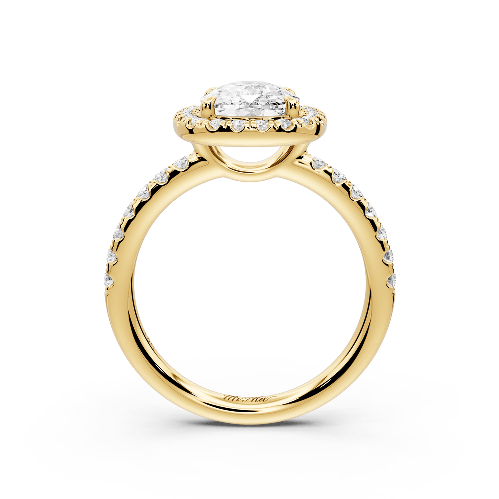Eveline - 2ct 18k yellow gold ecushion Halo Half Band Pavé Engagement Ring - Mr. Alex Jewelry