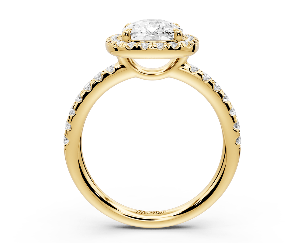 Eveline - 2ct 18k yellow gold ecushion Halo Half Band Pavé Engagement Ring - Mr. Alex Jewelry