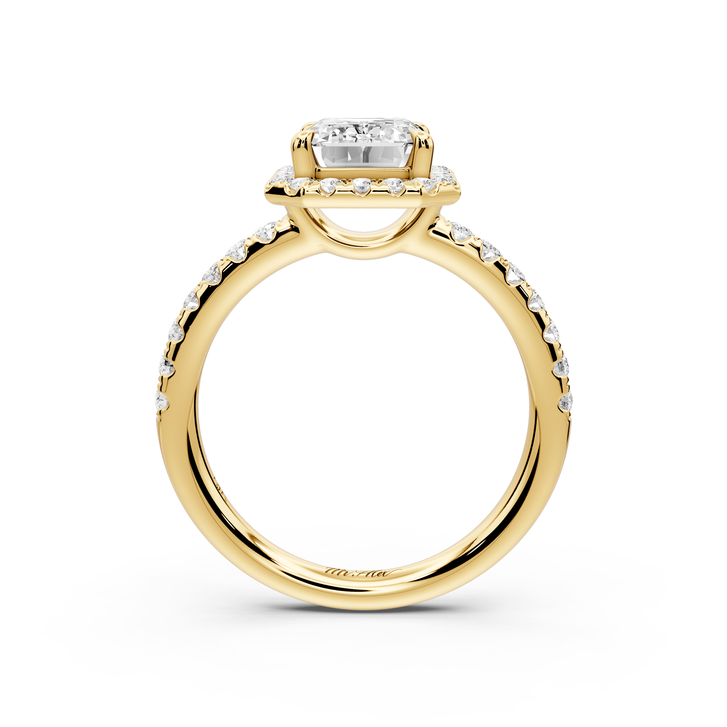 Eveline - 2ct 18k yellow gold emerald Halo Half Band Pavé Engagement Ring - Mr. Alex Jewelry