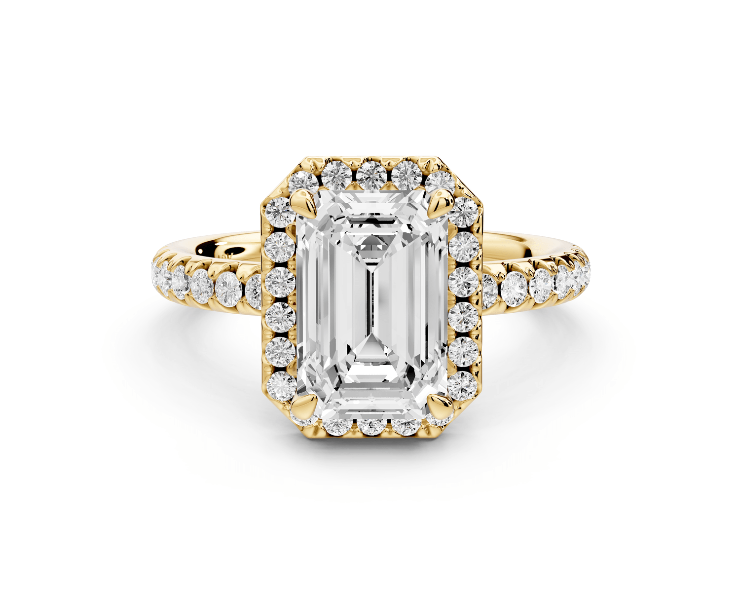 Eveline - 2ct 18k yellow gold emerald Halo Half Band Pavé Engagement Ring - Mr. Alex Jewelry