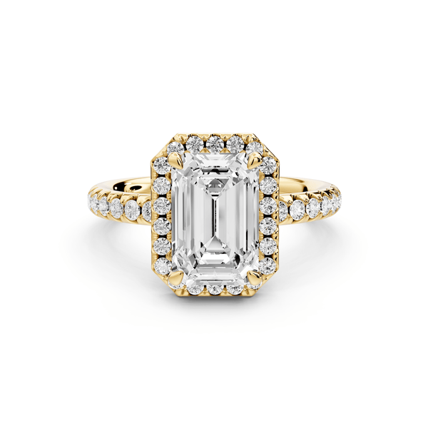 Eveline - 2ct 18k yellow gold emerald Halo Half Band Pavé Engagement Ring - Mr. Alex Jewelry