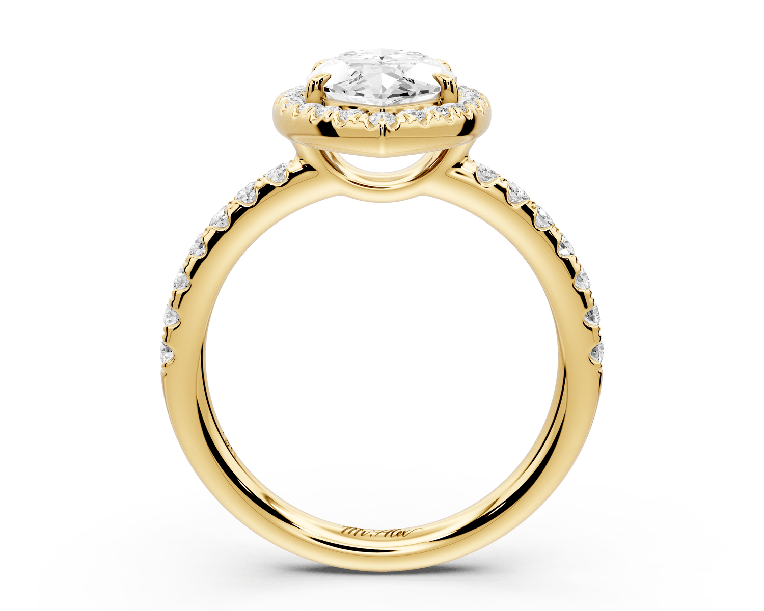 Eveline - 2ct 18k yellow gold marquise Halo Half Band Pavé Engagement Ring - Mr. Alex Jewelry