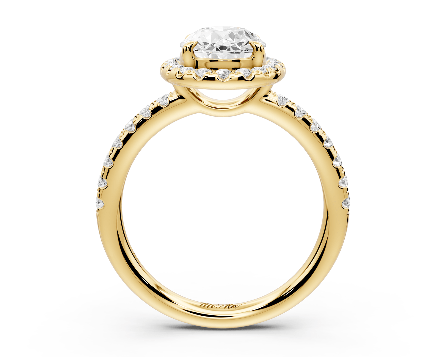Eveline - 2ct 18k yellow gold oval Halo Half Band Pavé Engagement Ring - Mr. Alex Jewelry