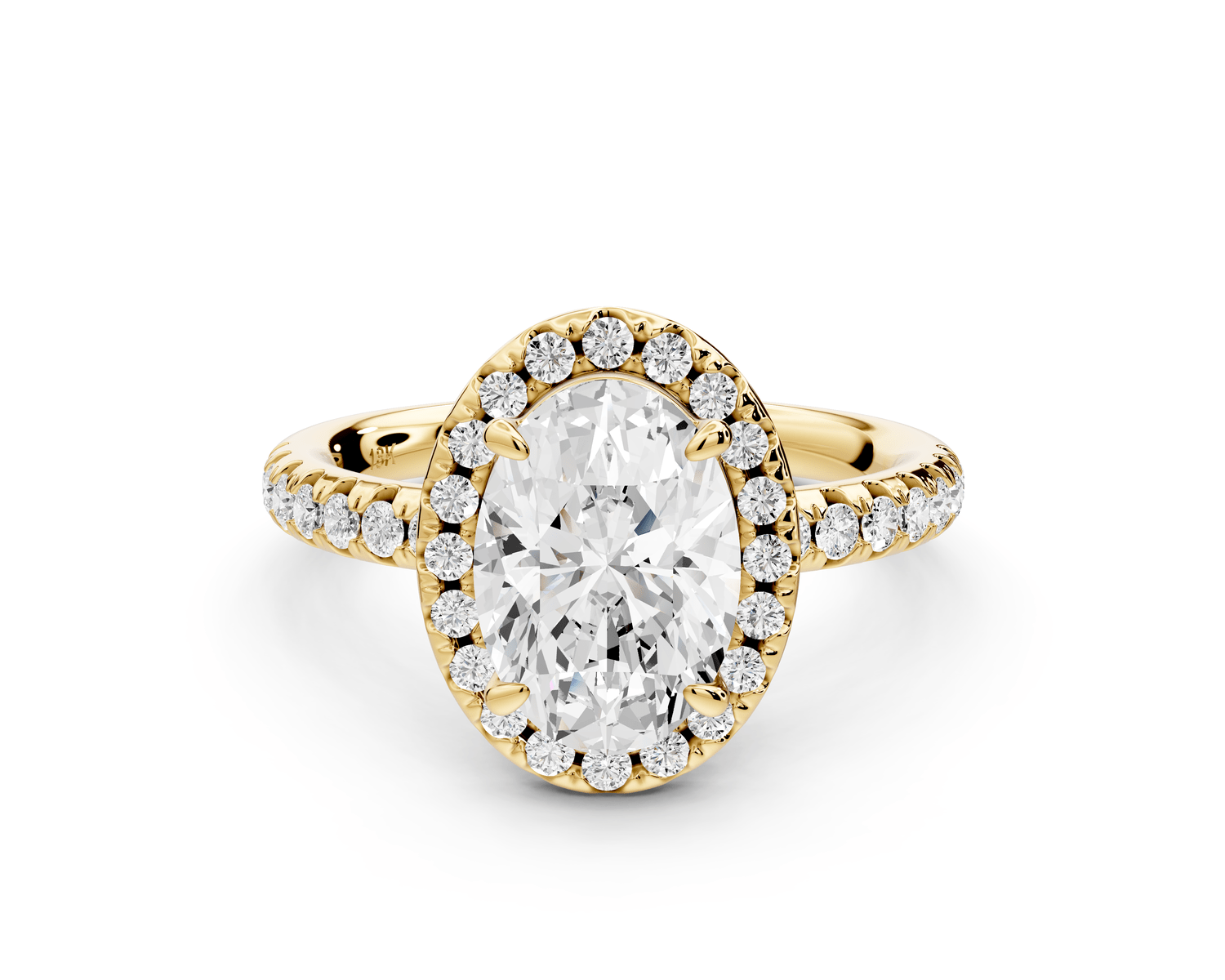 Eveline - 2ct 18k yellow gold oval Halo Half Band Pavé Engagement Ring - Mr. Alex Jewelry