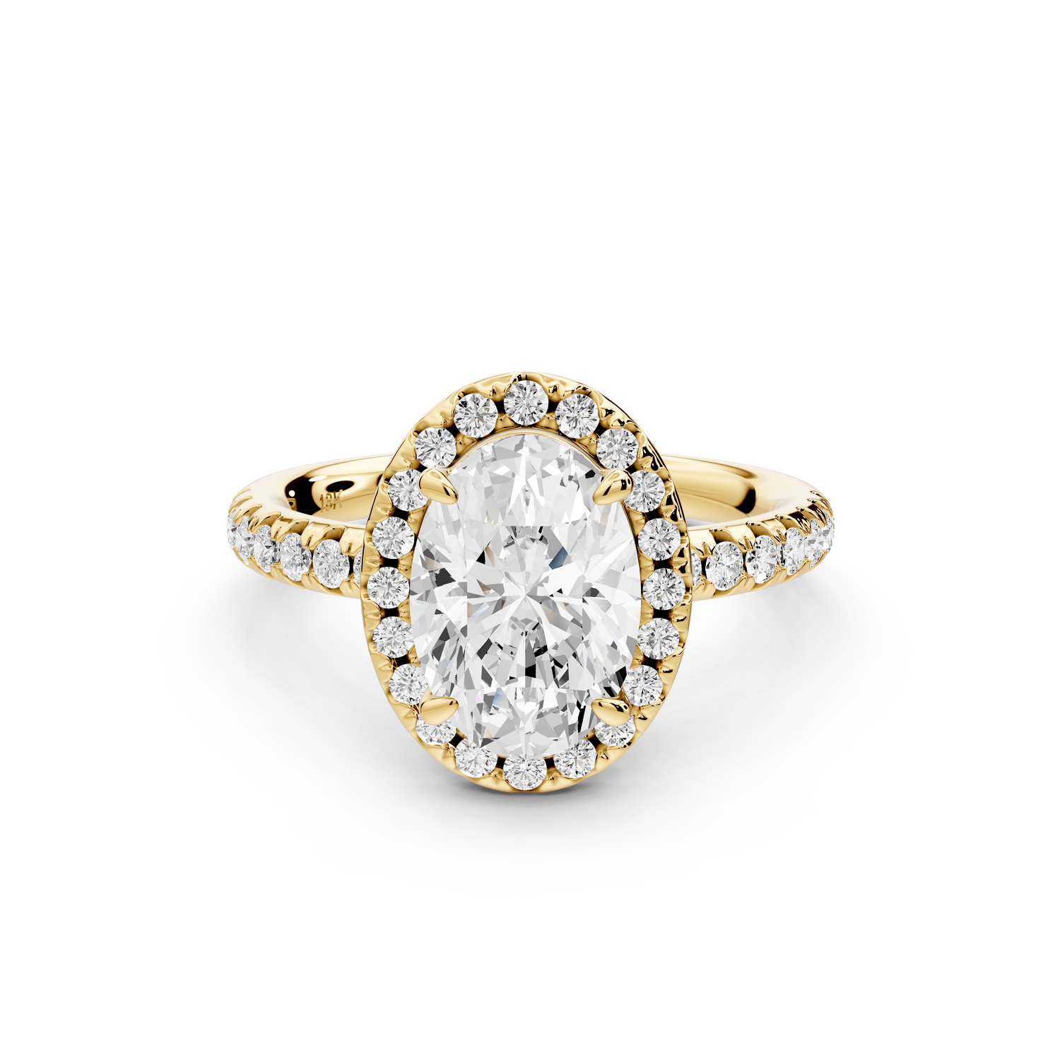 Eveline - 2ct 18k yellow gold oval Halo Half Band Pavé Engagement Ring - Mr. Alex Jewelry