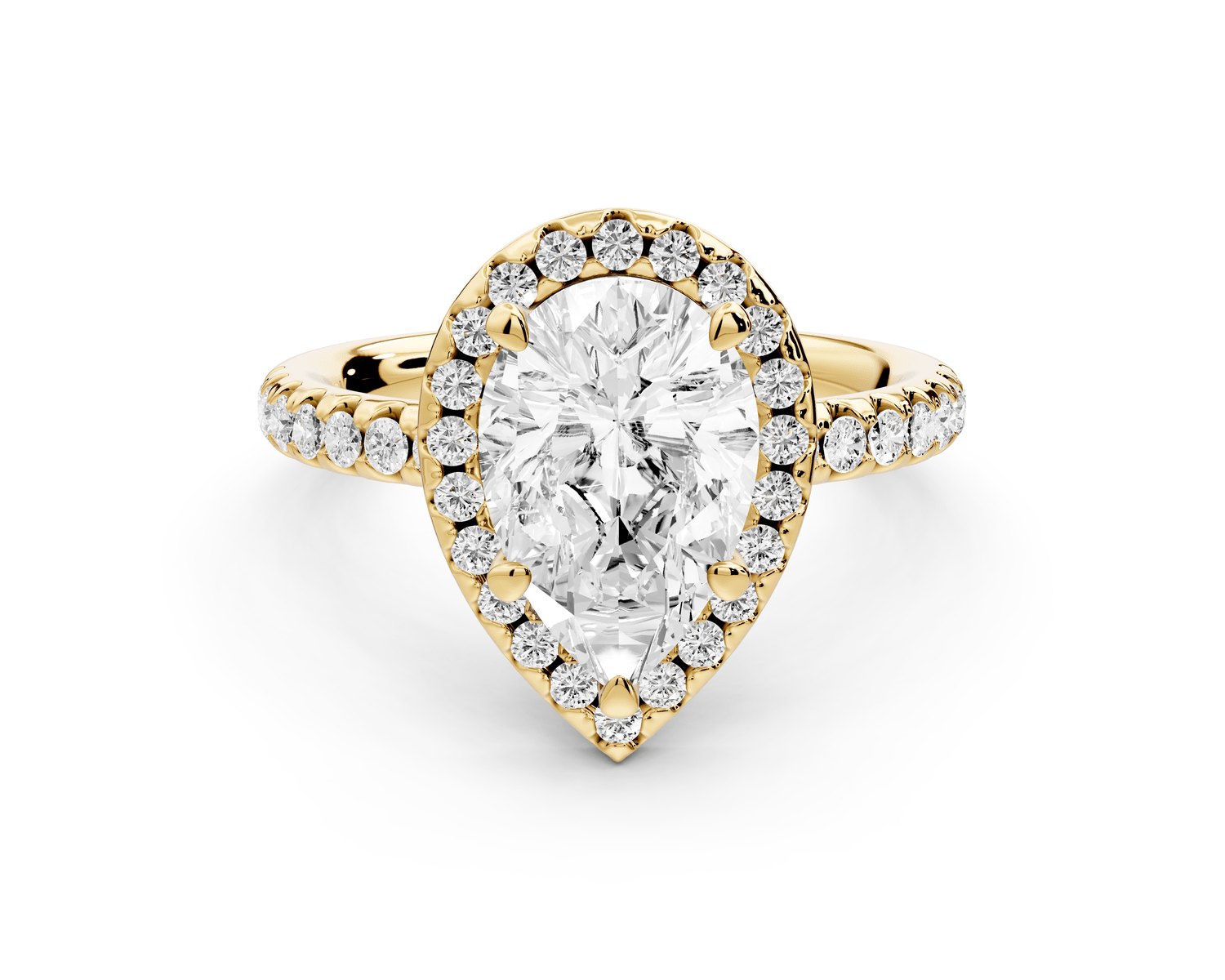 Eveline - 2ct 18k yellow gold pear Halo Half Band Pavé Engagement Ring - Mr. Alex Jewelry