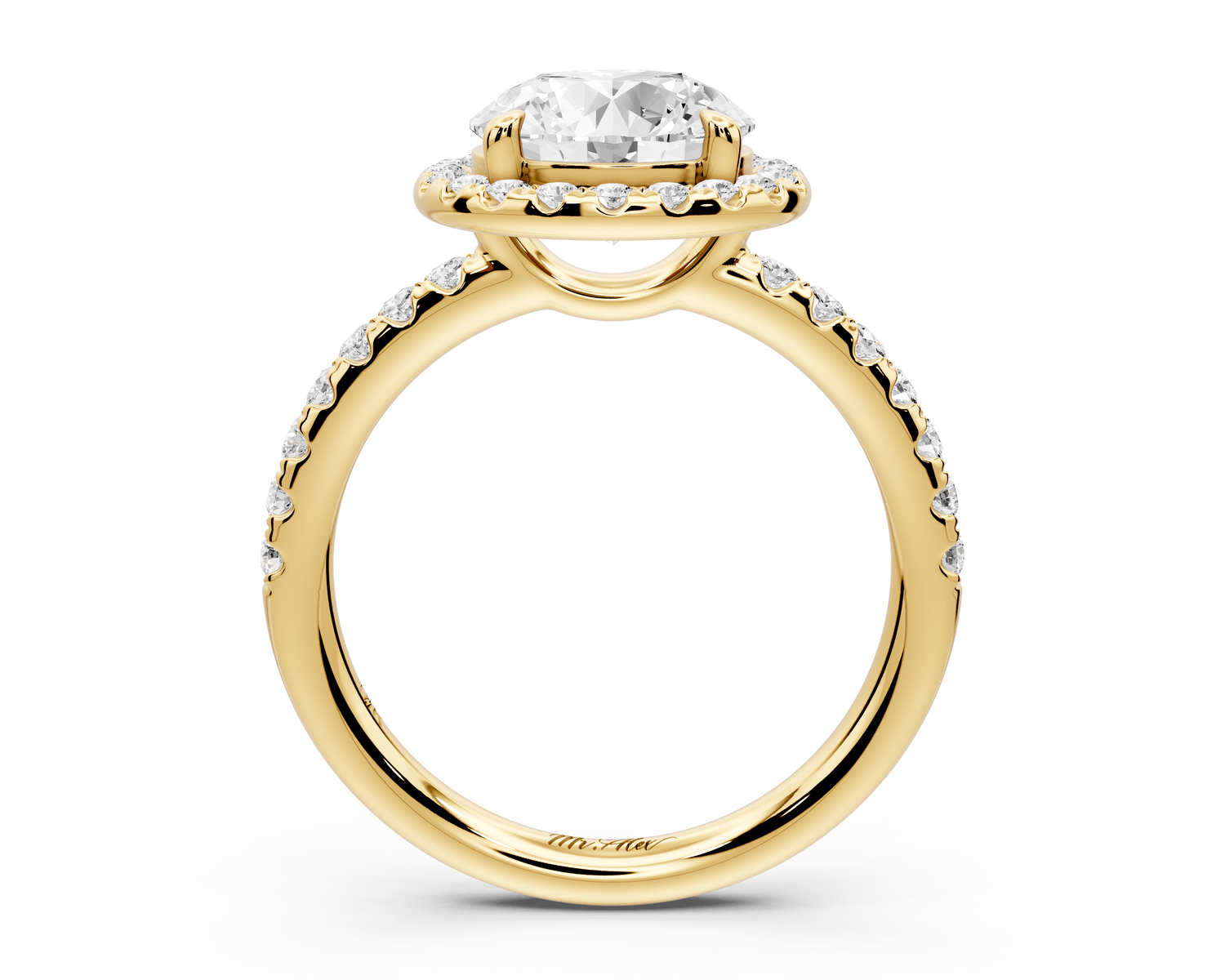 Eveline - 2ct 18k yellow gold round Halo Half Band Pavé Engagement Ring - Mr. Alex Jewelry