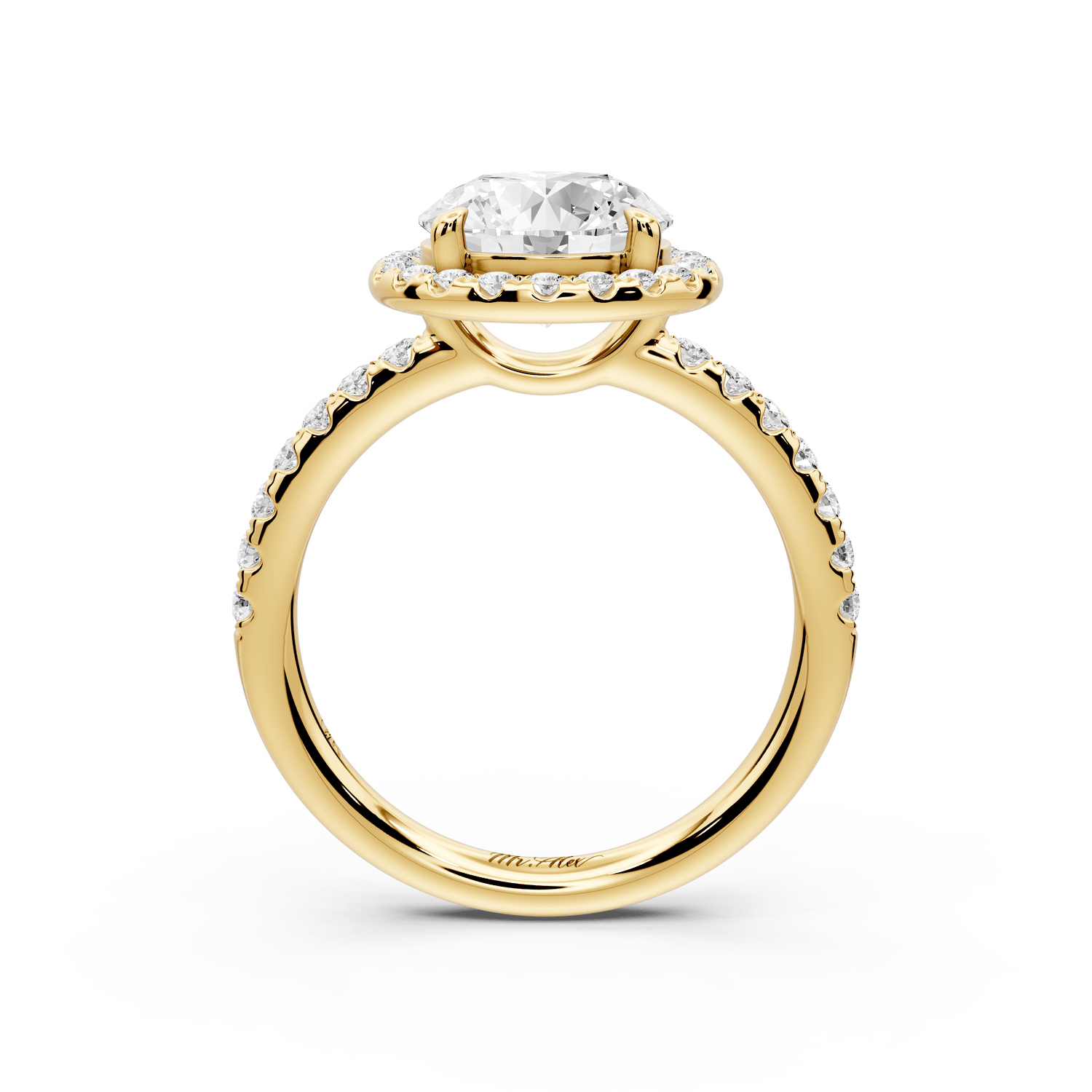 Eveline - 2ct 18k yellow gold round Halo Half Band Pavé Engagement Ring - Mr. Alex Jewelry