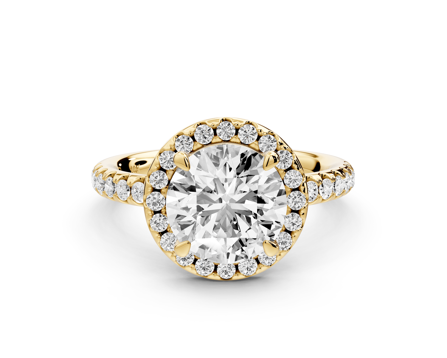Eveline - 2ct 18k yellow gold round Halo Half Band Pavé Engagement Ring - Mr. Alex Jewelry