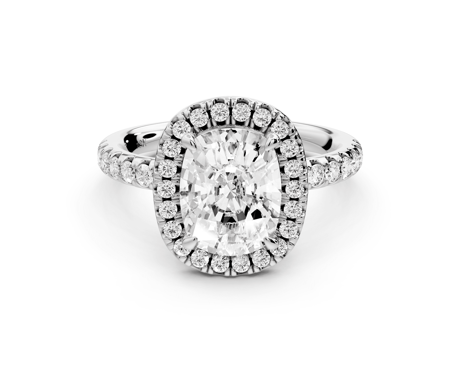 Eveline - 2ct platinum cushion Halo Half Band Pavé Engagement Ring - Mr. Alex Jewelry