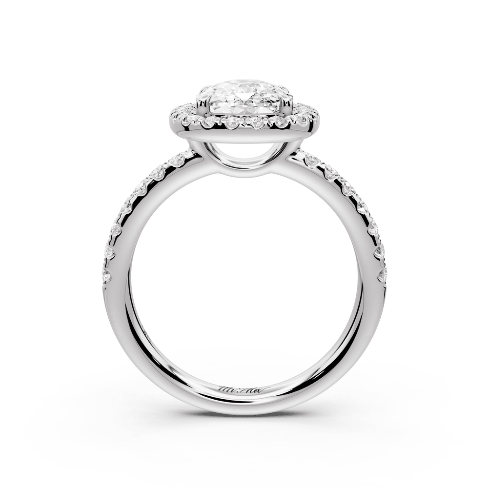 Eveline - 2ct platinum ecushion Halo Half Band Pavé Engagement Ring - Mr. Alex Jewelry