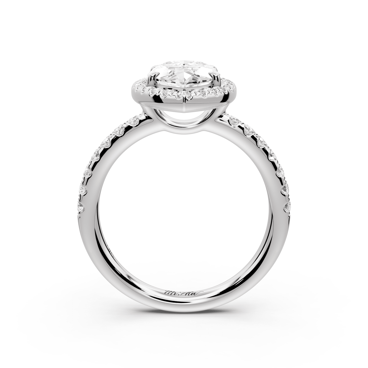 Eveline - 2ct platinum marquise Halo Half Band Pavé Engagement Ring - Mr. Alex Jewelry