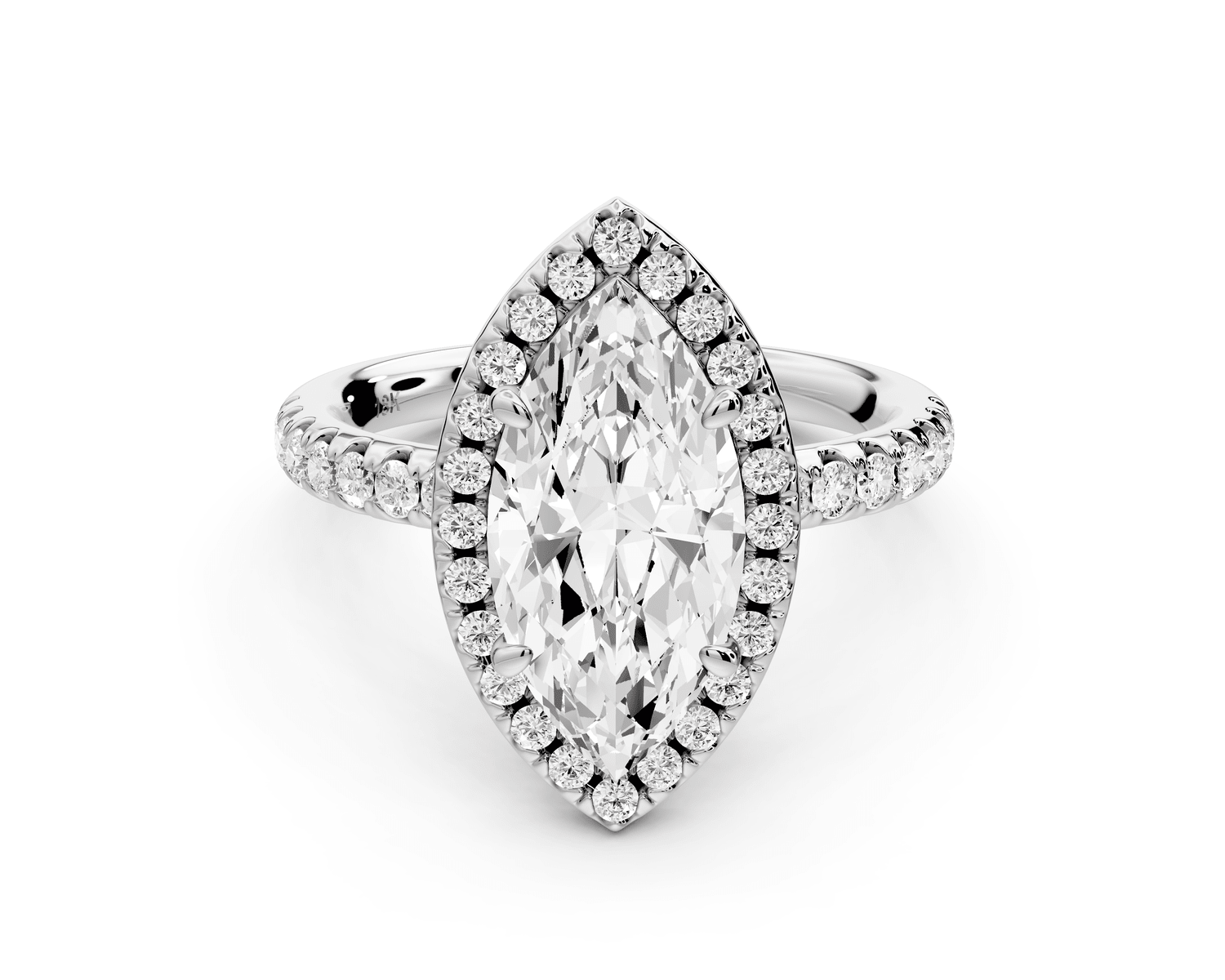 Eveline - 2ct platinum marquise Halo Half Band Pavé Engagement Ring - Mr. Alex Jewelry